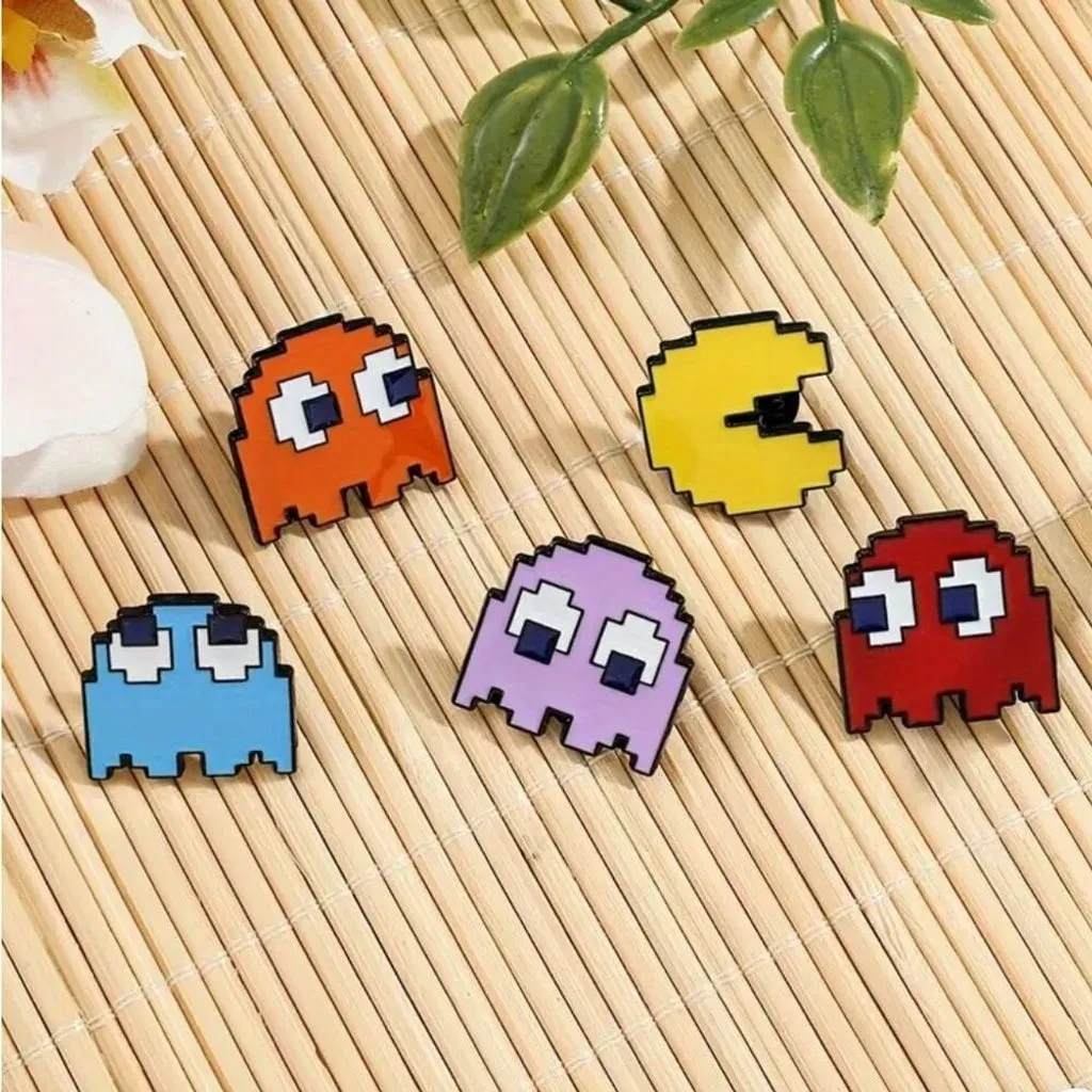 Set Of 5 Vintage Style Pac Man Pins