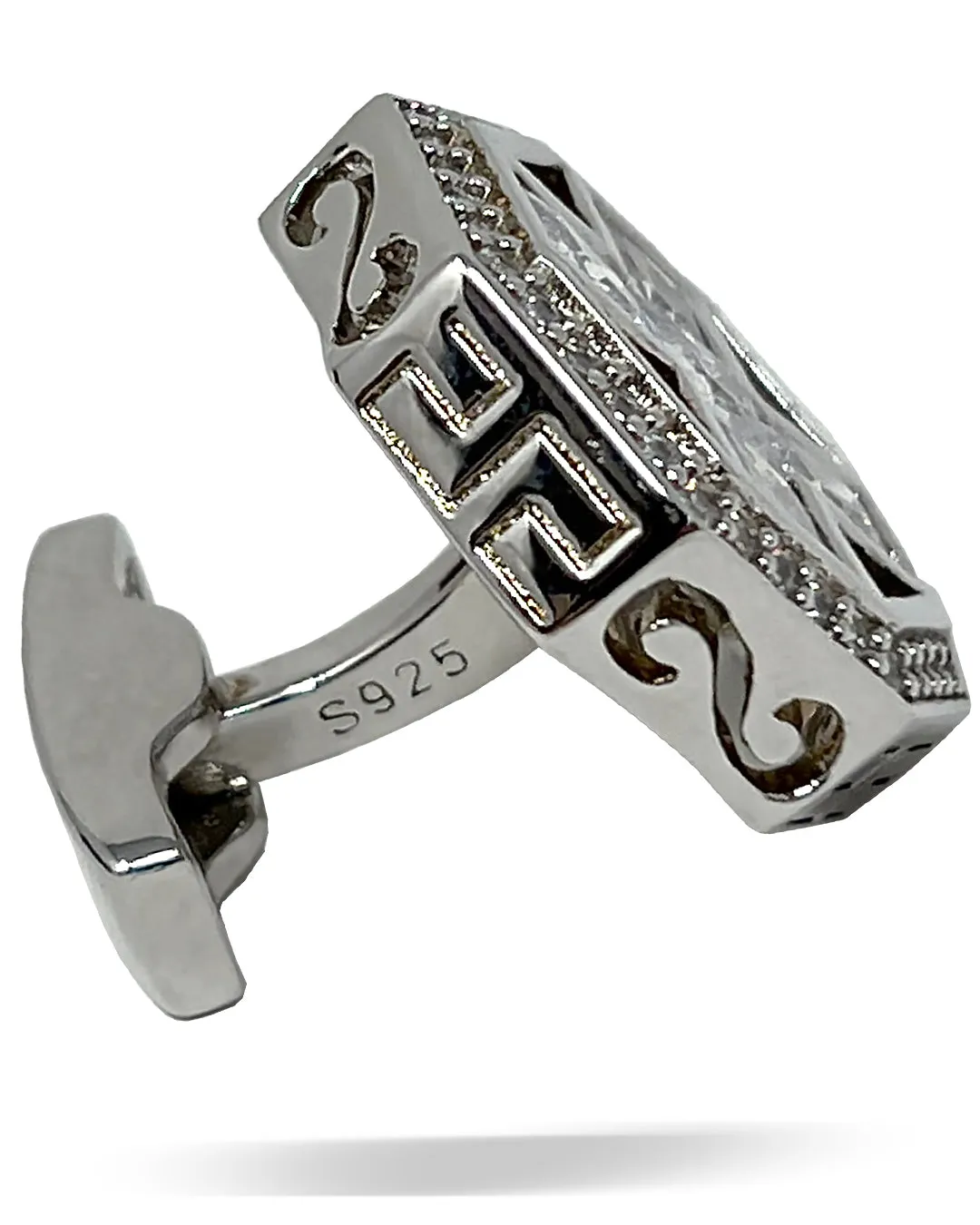 Silver Accessories - Sterling Silver Men's Jewelry -  Men's Sterling Silver Cufflinks -Cross Clear
