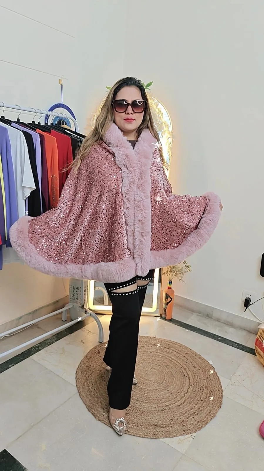 Winter party wear sequin stole