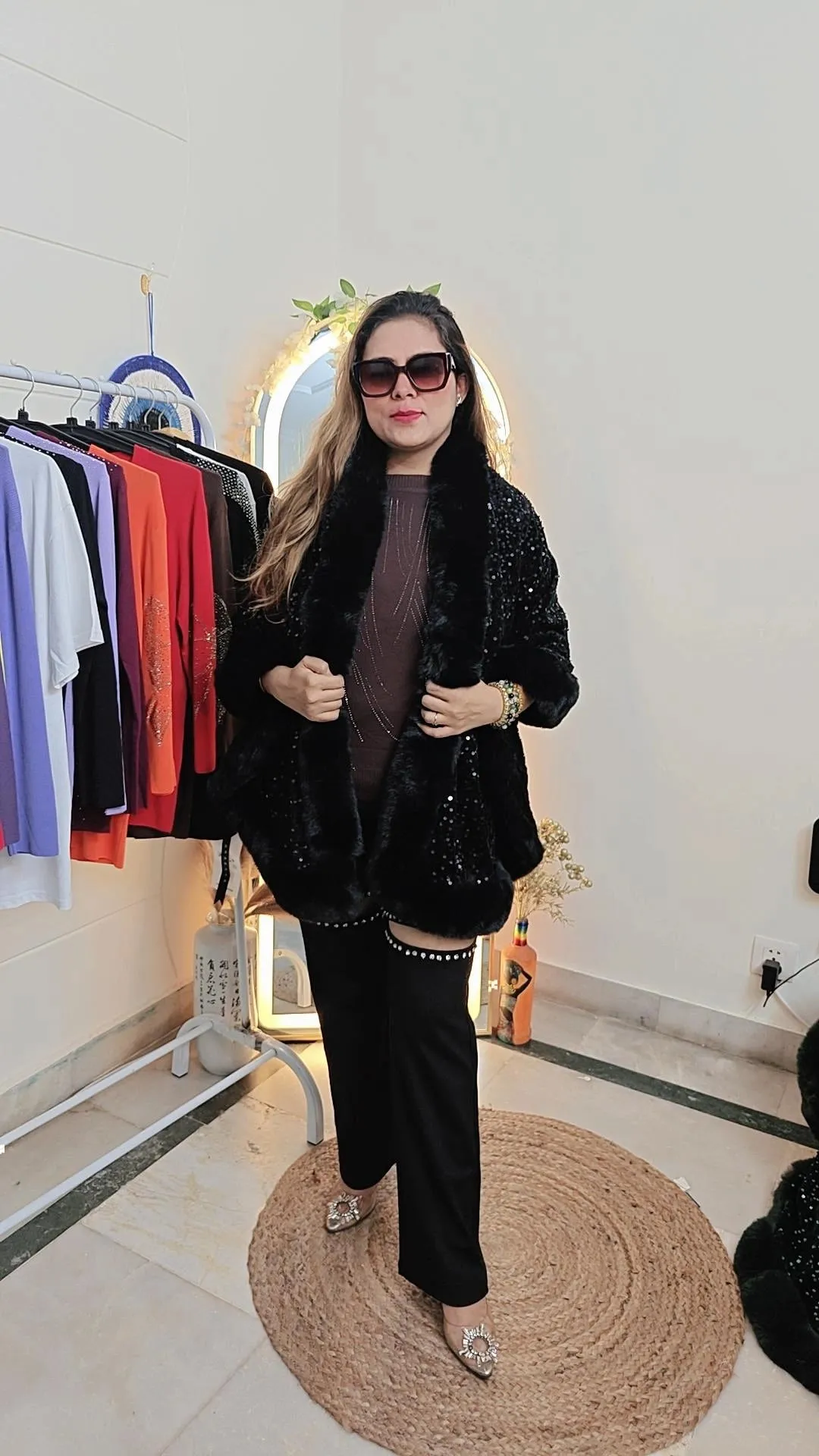 Winter party wear sequin stole